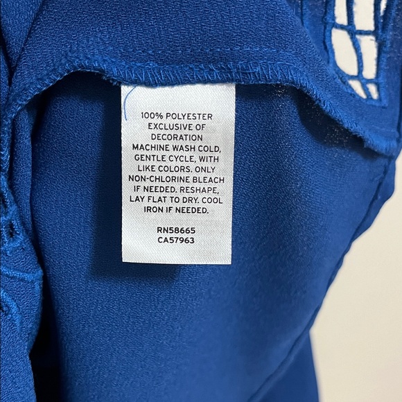 Halogen Cobalt Blue Ruffle Cutout Eyelet Long-Sleeve Detail Blouse Top Size XL - Picture 10 of 10